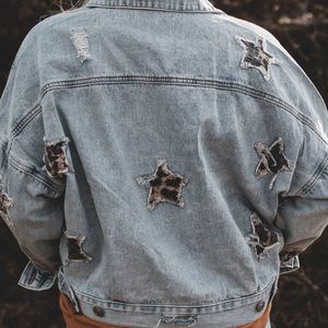 P O L Apricot Lane Cheetah Jean Jacket